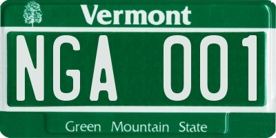 VT license plate NGA001