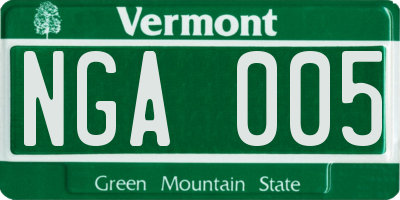 VT license plate NGA005