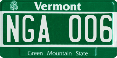 VT license plate NGA006