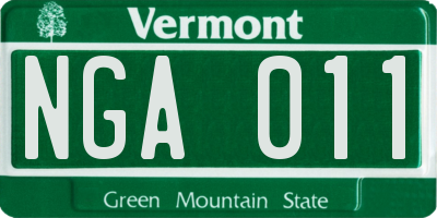 VT license plate NGA011