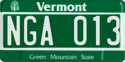 VT license plate NGA013
