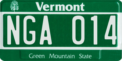 VT license plate NGA014