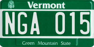 VT license plate NGA015