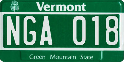 VT license plate NGA018