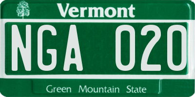 VT license plate NGA020