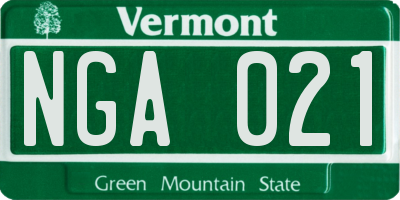 VT license plate NGA021