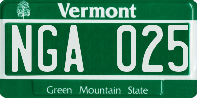VT license plate NGA025