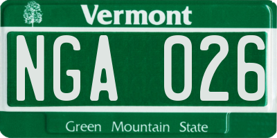 VT license plate NGA026