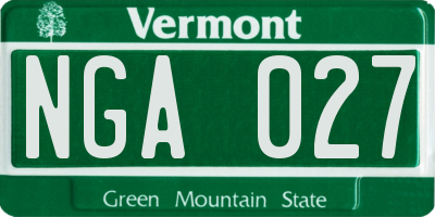 VT license plate NGA027
