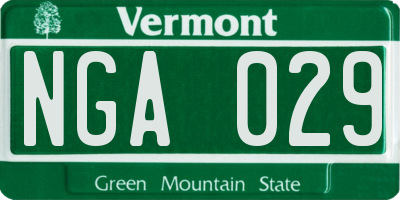 VT license plate NGA029