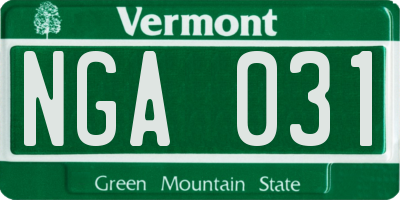VT license plate NGA031