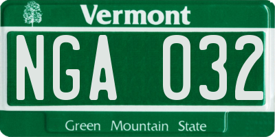VT license plate NGA032