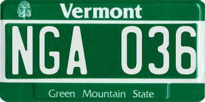 VT license plate NGA036