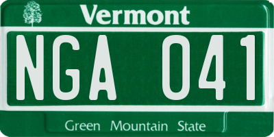VT license plate NGA041