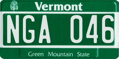 VT license plate NGA046