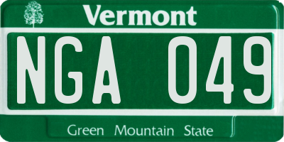 VT license plate NGA049