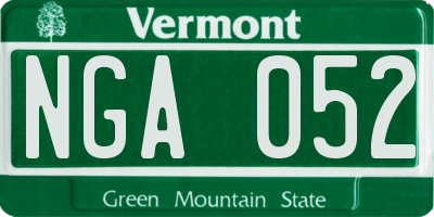 VT license plate NGA052