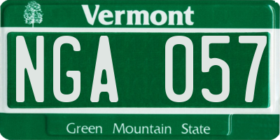 VT license plate NGA057