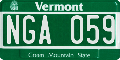 VT license plate NGA059