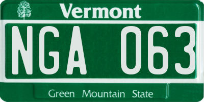 VT license plate NGA063