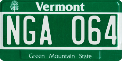 VT license plate NGA064