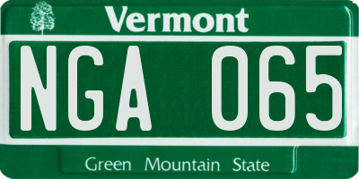VT license plate NGA065