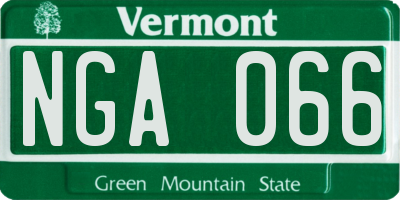 VT license plate NGA066