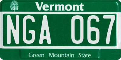 VT license plate NGA067