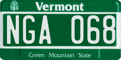 VT license plate NGA068