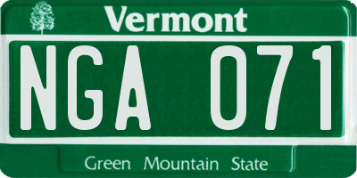 VT license plate NGA071