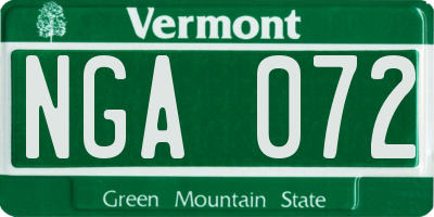 VT license plate NGA072