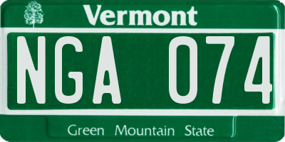 VT license plate NGA074