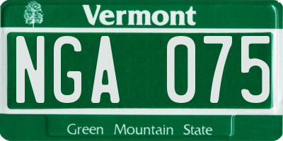 VT license plate NGA075