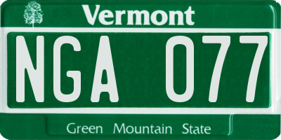 VT license plate NGA077