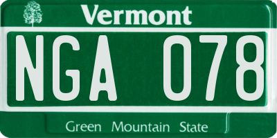 VT license plate NGA078