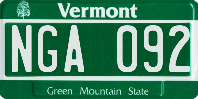 VT license plate NGA092