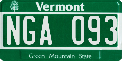 VT license plate NGA093