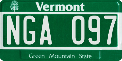 VT license plate NGA097