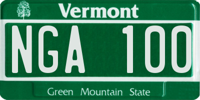 VT license plate NGA100