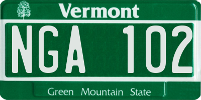 VT license plate NGA102