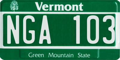 VT license plate NGA103