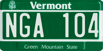 VT license plate NGA104