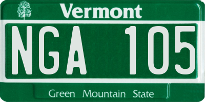 VT license plate NGA105