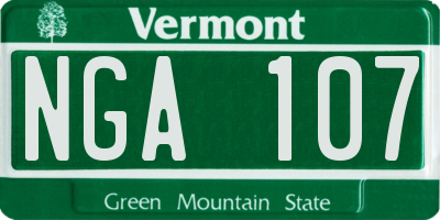 VT license plate NGA107
