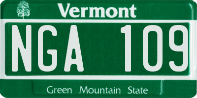 VT license plate NGA109