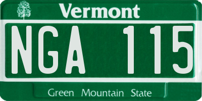 VT license plate NGA115
