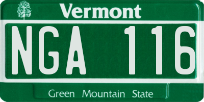 VT license plate NGA116