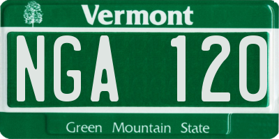 VT license plate NGA120