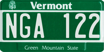 VT license plate NGA122
