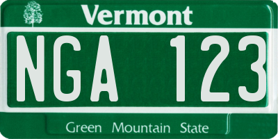 VT license plate NGA123
